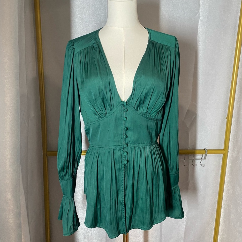 NWT Anthropologie Elegant Emerald Blouse